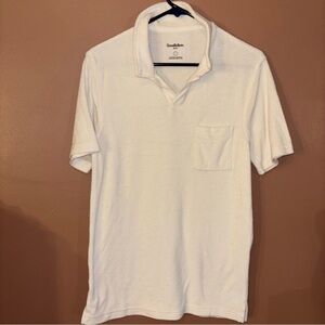 Goodfellow Textured Knit Short Sleeve Polo Shirt Beige Standard Fit Mens Small